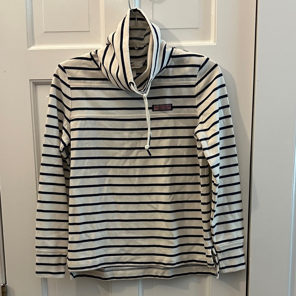 Vineyard Vines Navy and White Striped Hoodie